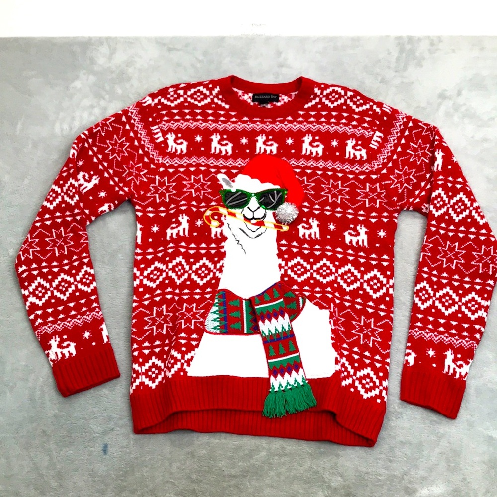 Blizzard Bay Men's Ugly Christmas Sweater Llama  Size M